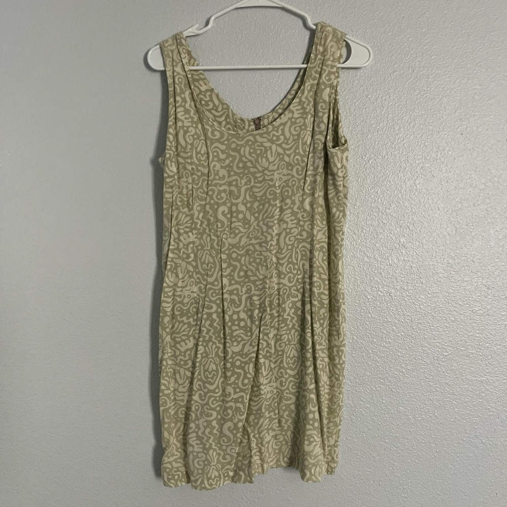 Beige Patterned Sleeveless Dress